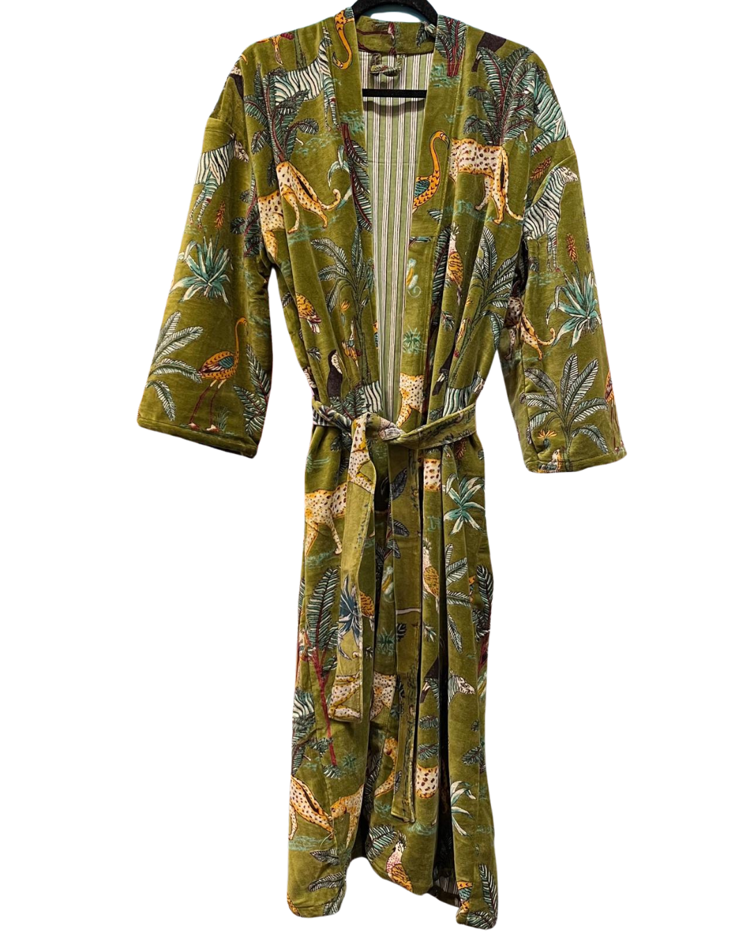 Velvet Dressing Gown - Green Jungle Costelloe + Costelloe Velvet Dressing Gown - Green Jungle Costelloe + Costelloe