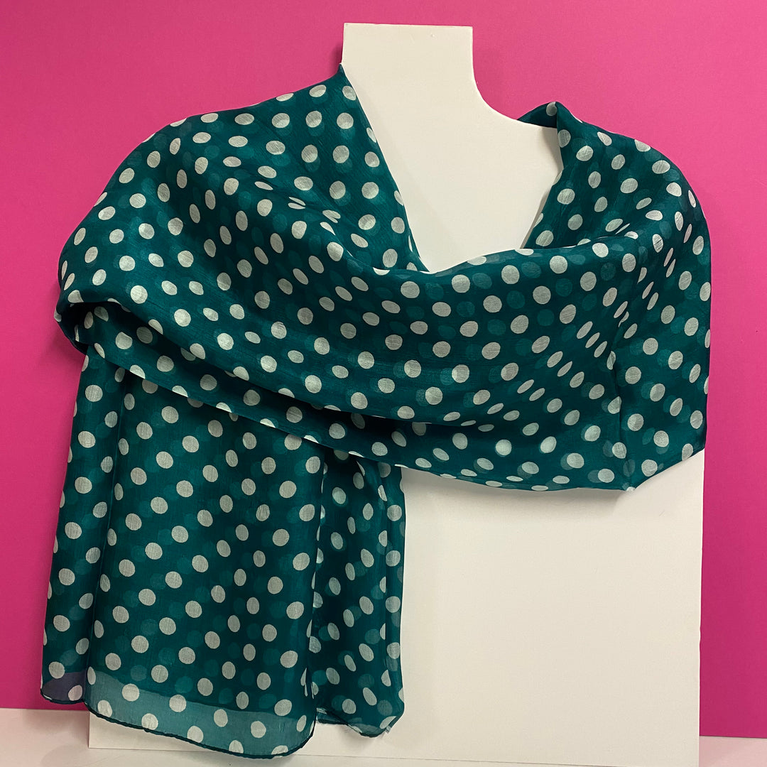 Long Silk Scarf Green Polka Dot – Costelloe Costelloe